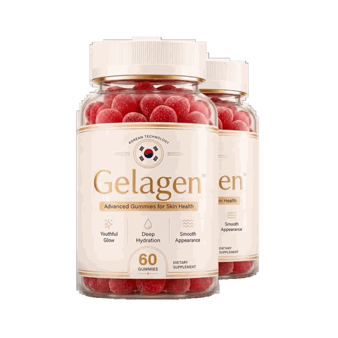 Gelagen Advanced Gummies for Skin Health, a bottle of 60 gummies, front label
